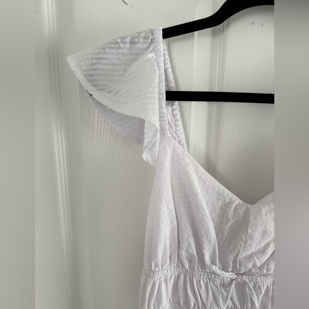 NWT SO white dress Seersucker midi flutter sleeve milkmaid dress size medium - Picture 5 of 16